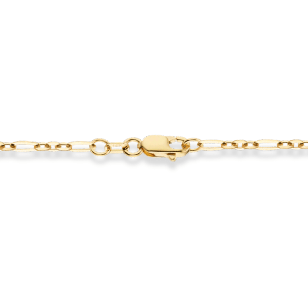 14k Gold Diamond Cut Figaro Chain - Le Serey
