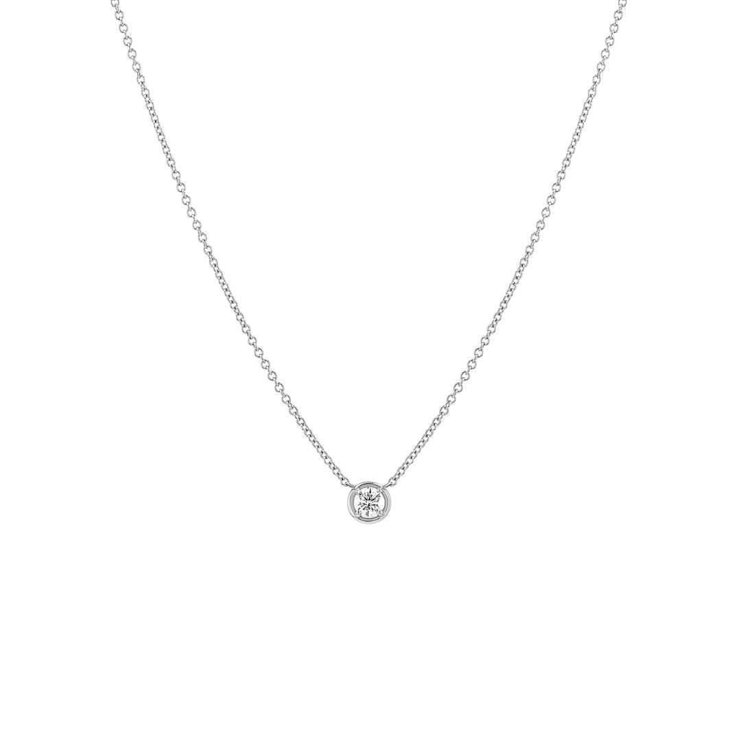 14k Solid Gold Diamond Solitaire Necklace - Le Serey