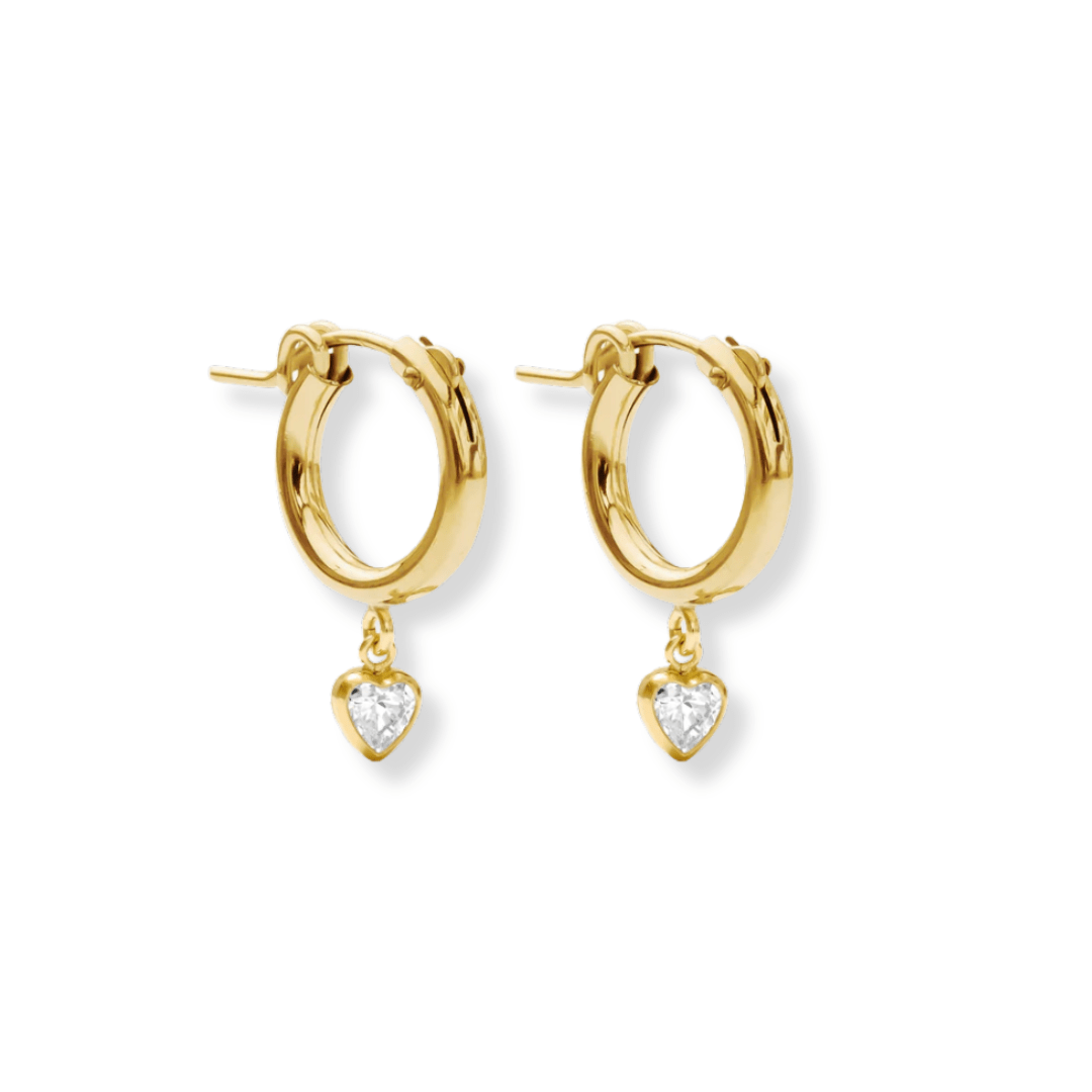 Huggie Hoops + Tiny Hearts Diamond Drop Charm - Le Serey