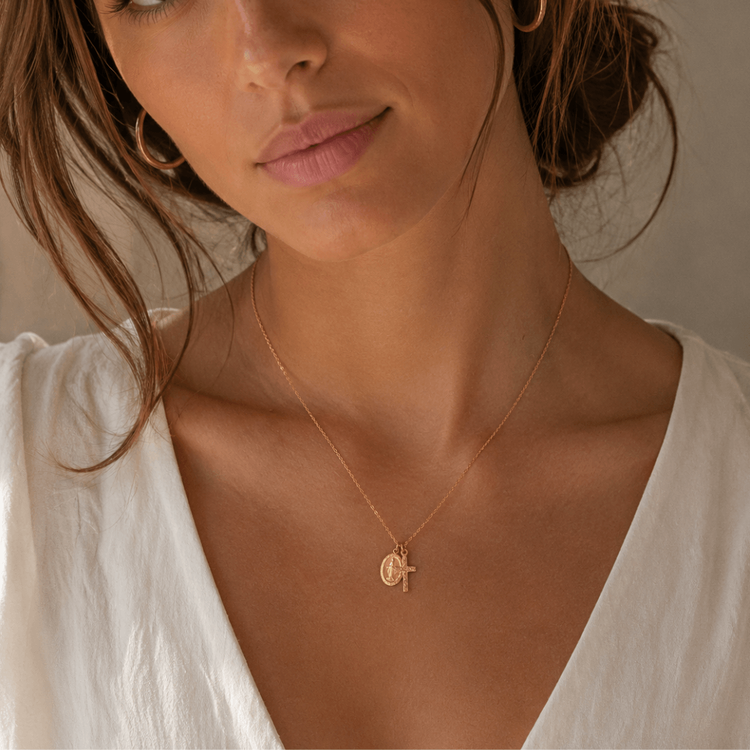 Mary Pendant & Cross Necklace | Le Serey