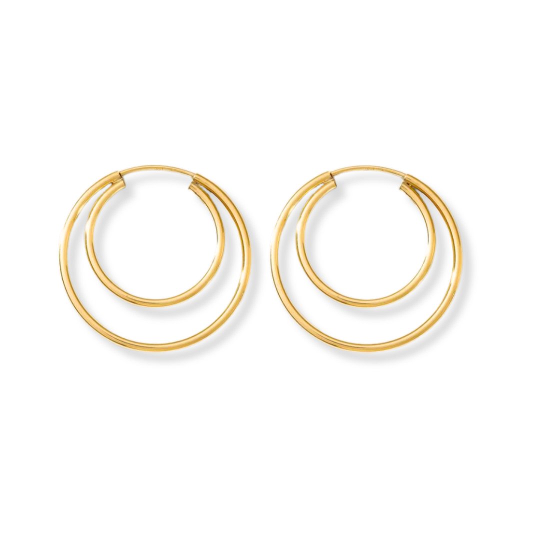 Gold Double Multi Loop Hoop Earrings - Le Serey