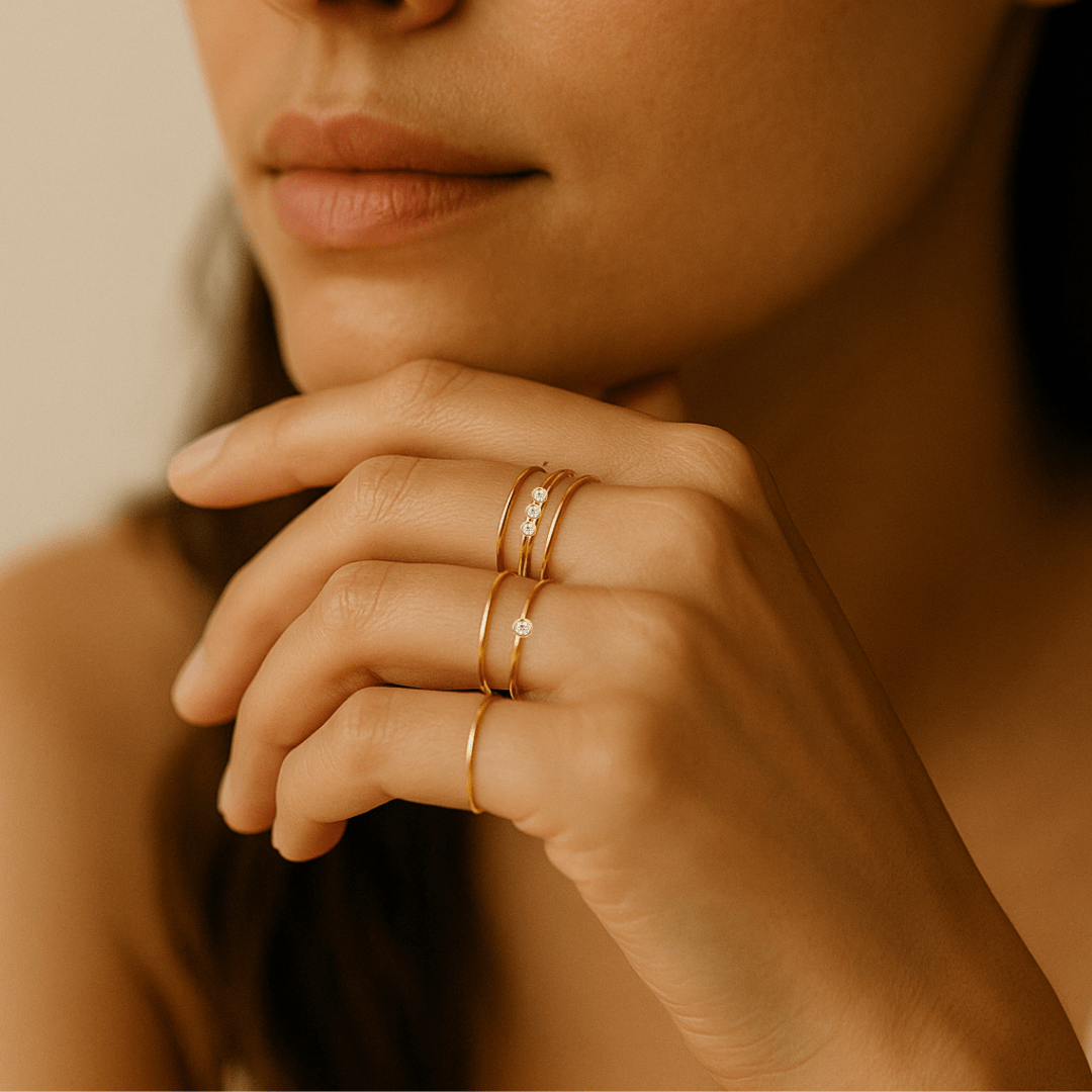 Solitaire Diamond Stacking Ring Gold Filled Sterling Silver – Le Serey