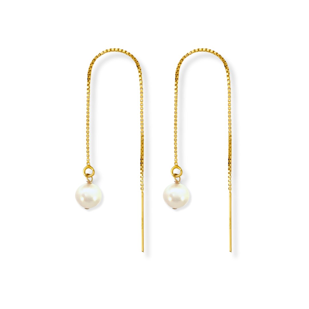 Threader Earrings + Pearl Drop Charm - Le Serey