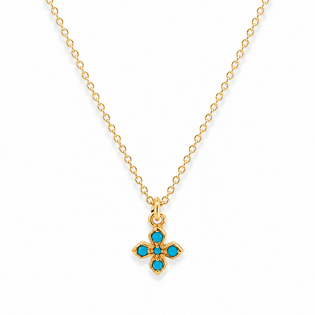 Tiny Turquoise Cross Necklace | Le Serey
