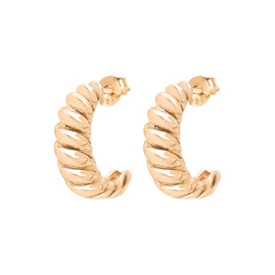 14k Gold Croissant Hoops - Le Serey