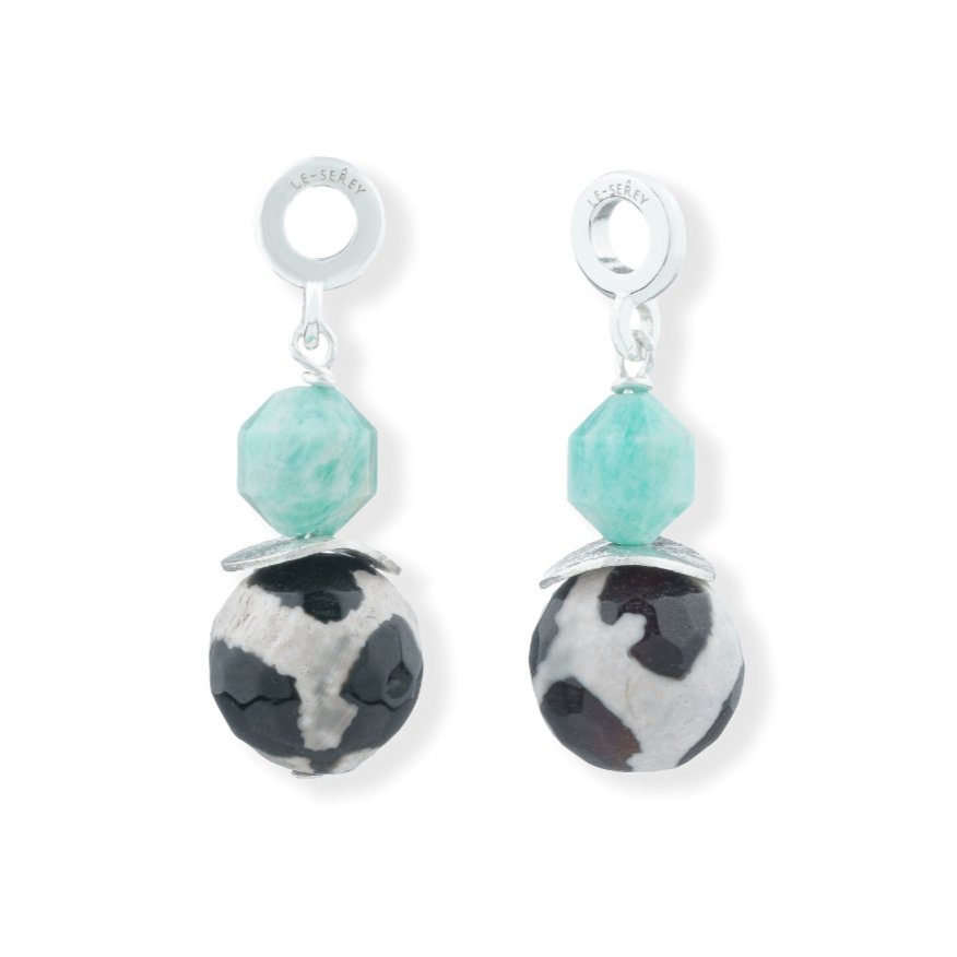 Amazonite + Tibetan Agate Tulip Charm - Le Serey