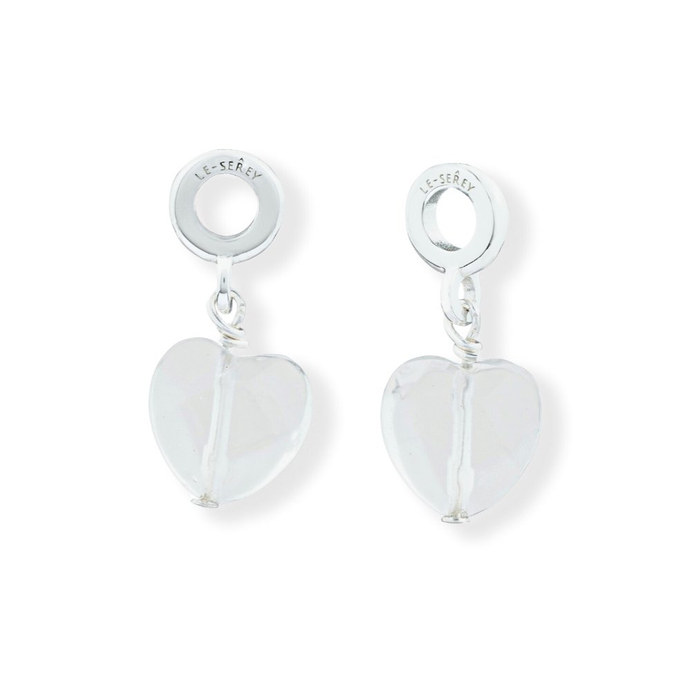Clear Quartz Heart Drop Charm - Le Serey