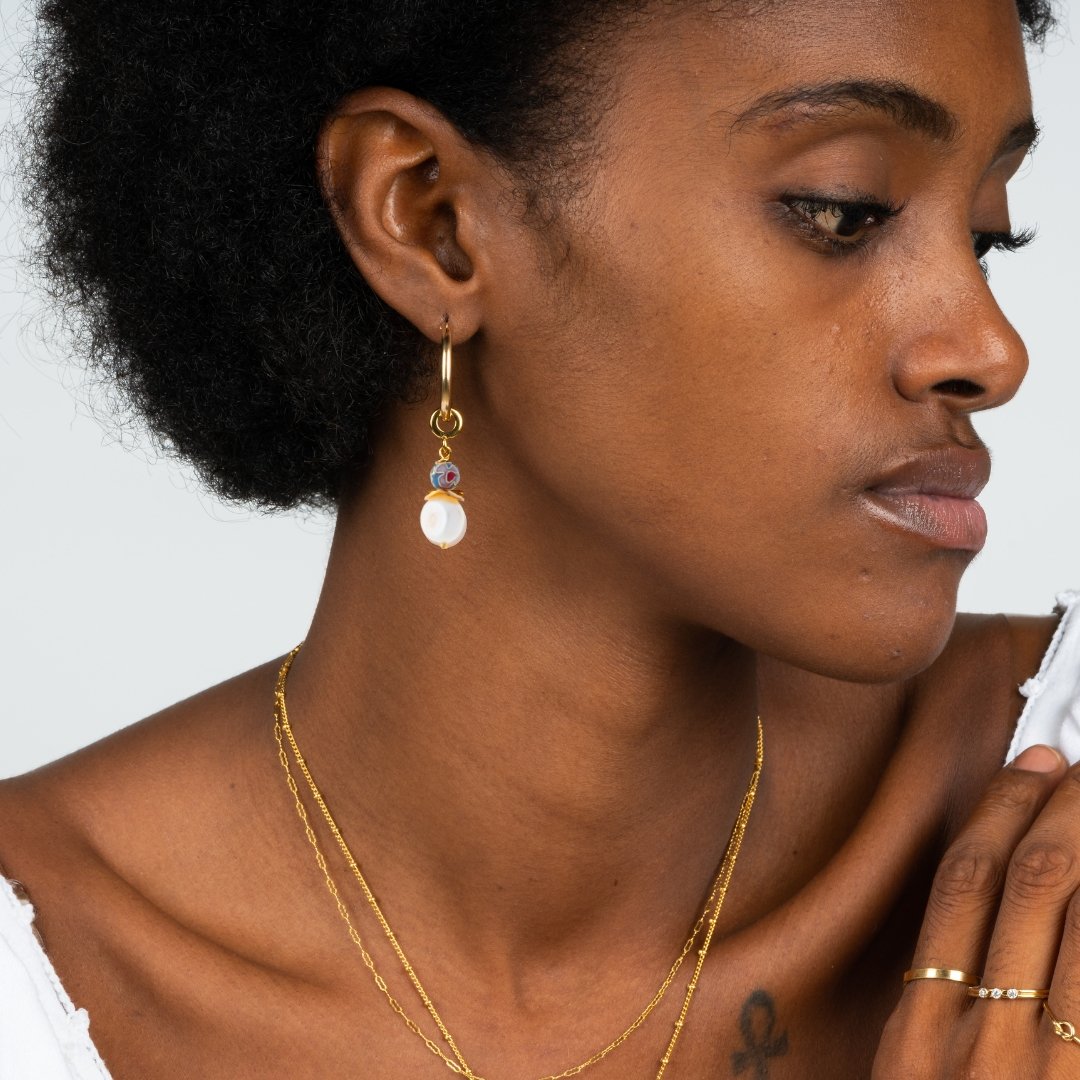 【HYERES LOR】H Edition shackle pearl one touch earring HYERES LOR】H Edition shackle pearl one touch earring