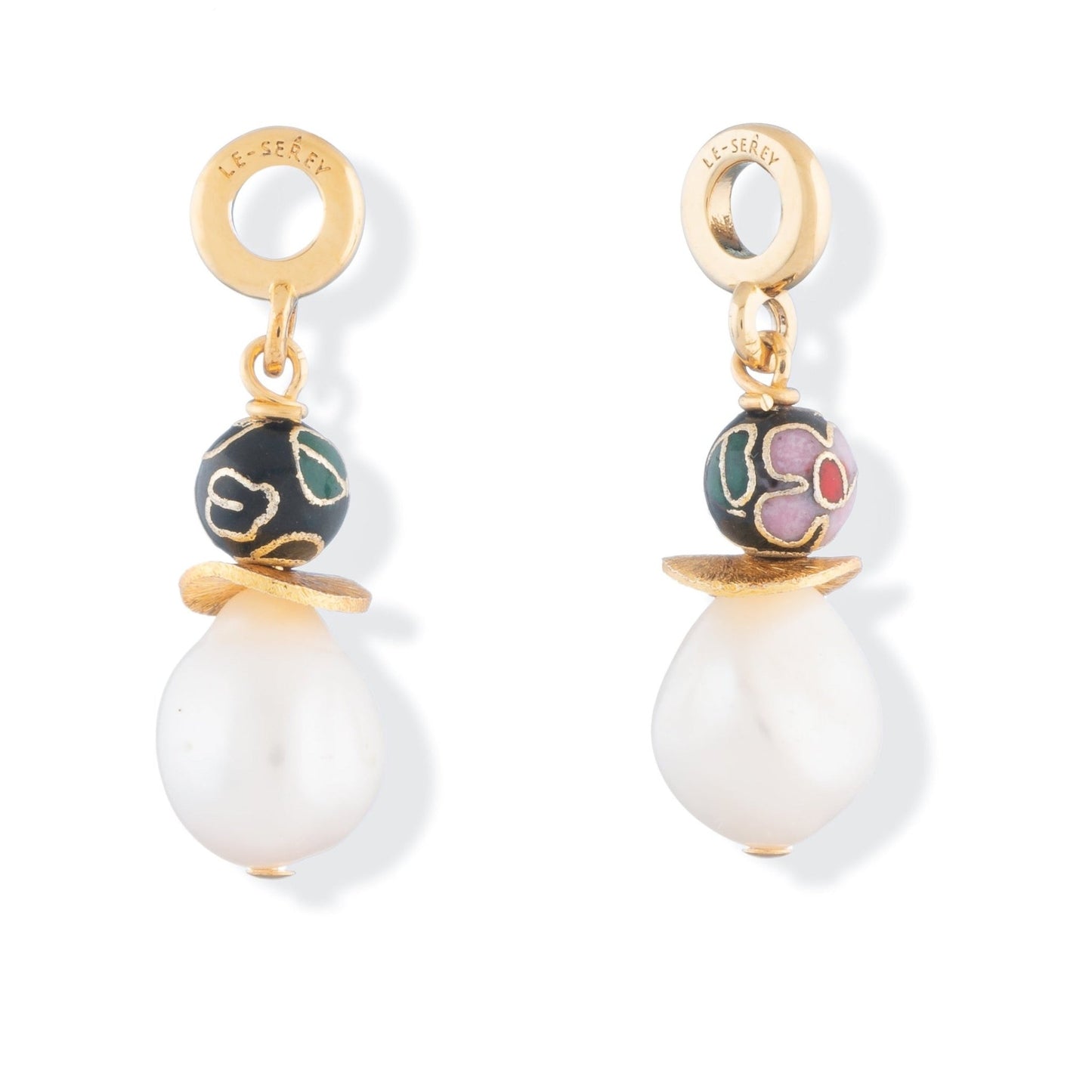 Cloisonné + Pearl Charm - Black - Le Serey