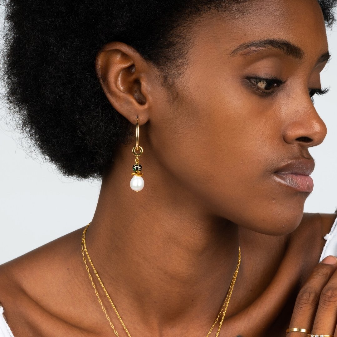 Cloisonné + Pearl Charm - Black - Le Serey