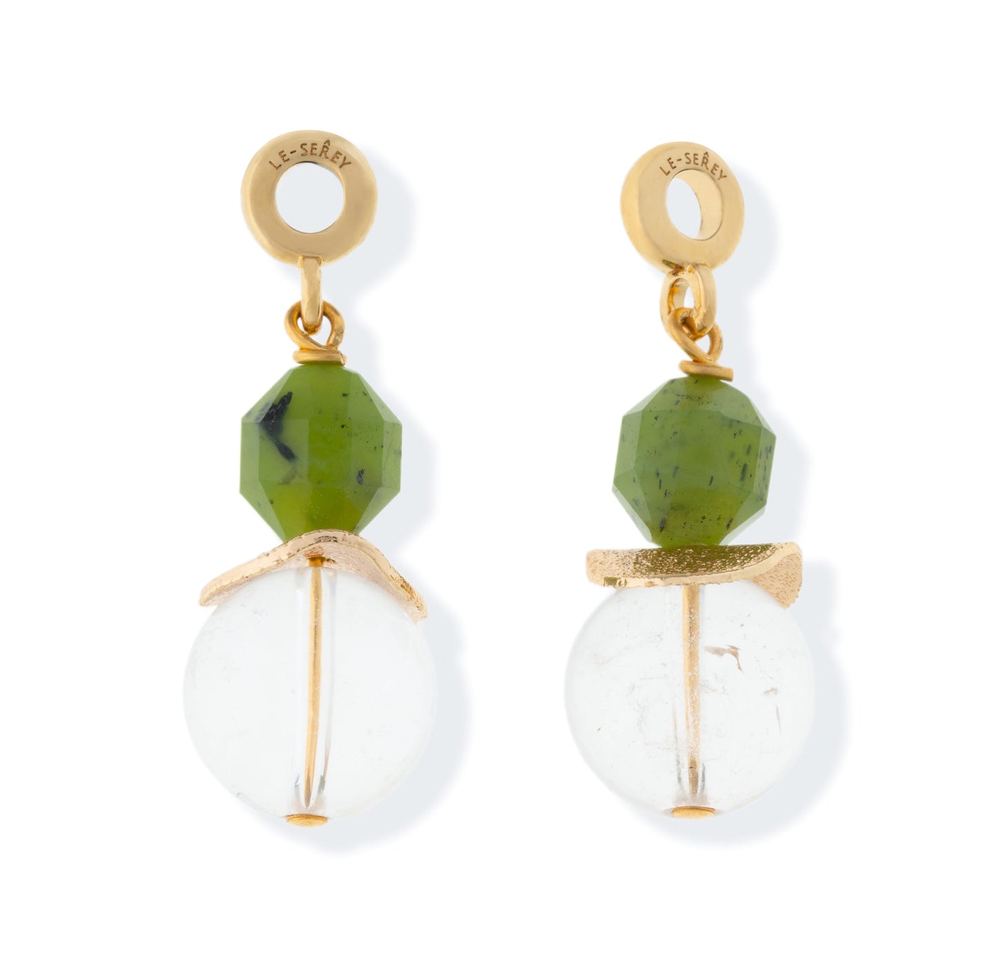 Jade + Clear Quartz Tulip Charm - Le Serey