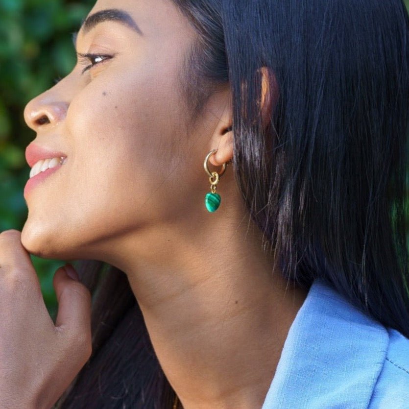 Malachite Heart Drop Charm - Le Serey