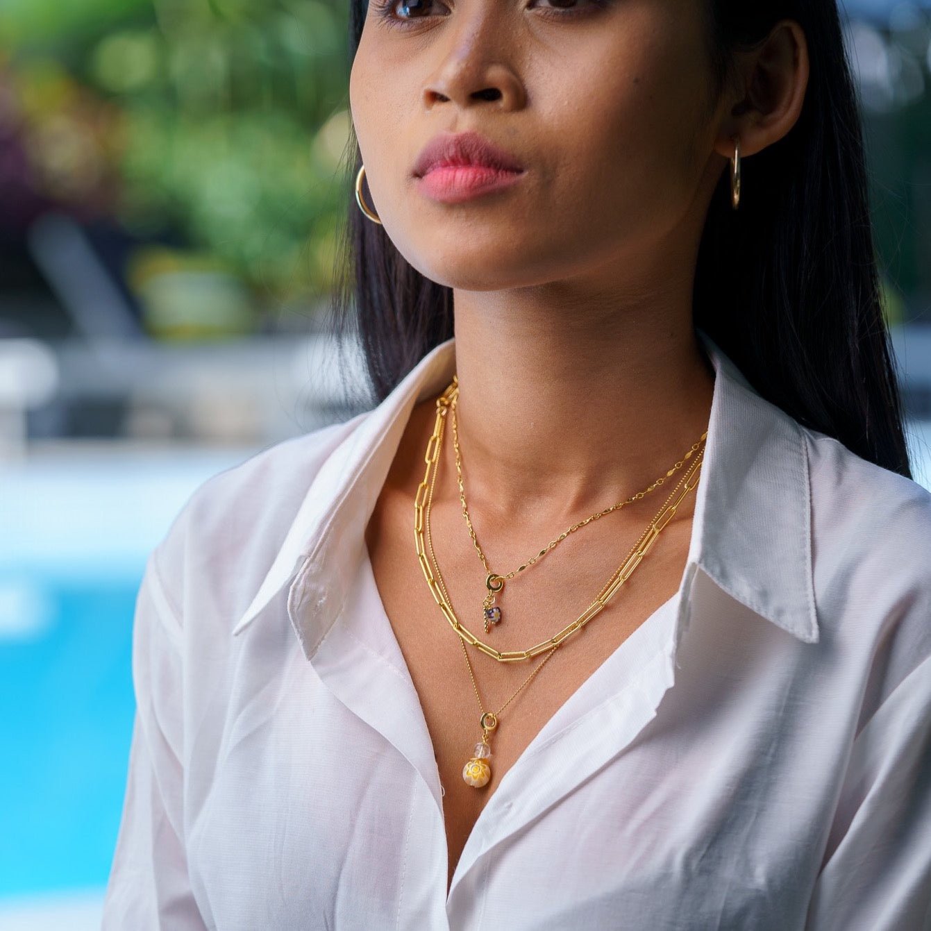 Millefiori + Gold Bar Charm - Le Serey
