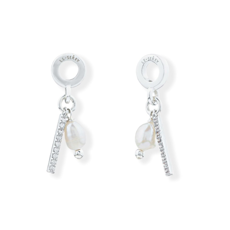 Pearl + CZ Bar Charm - Le Serey