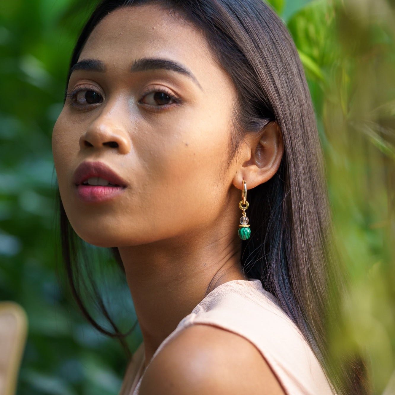Quartz + Malachite Midi Tulip Charm - Le Serey