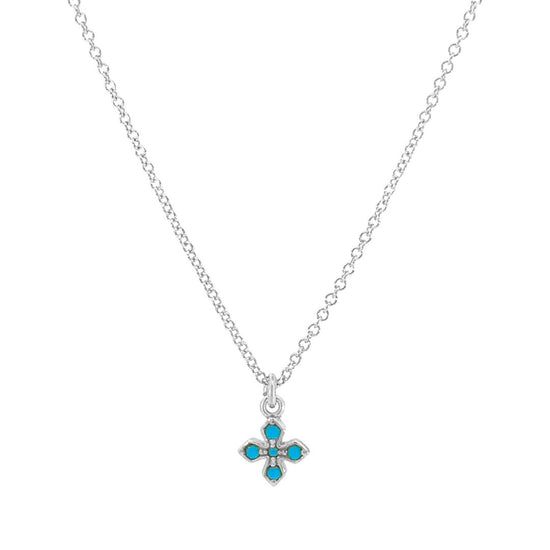 Tiny Turquoise Cross Necklace - Le Serey