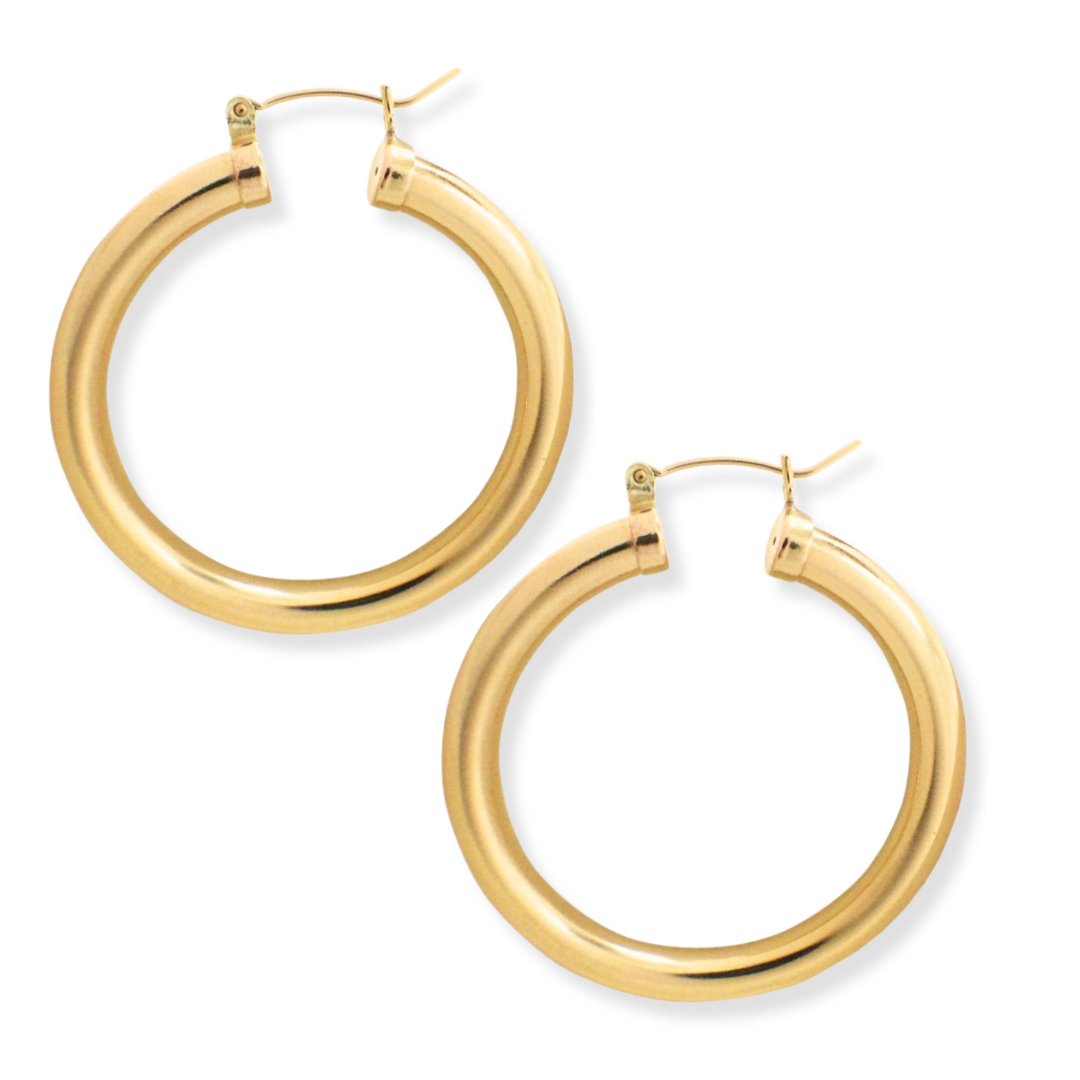 14k Gold Big & Bold Hoops - Le Serey