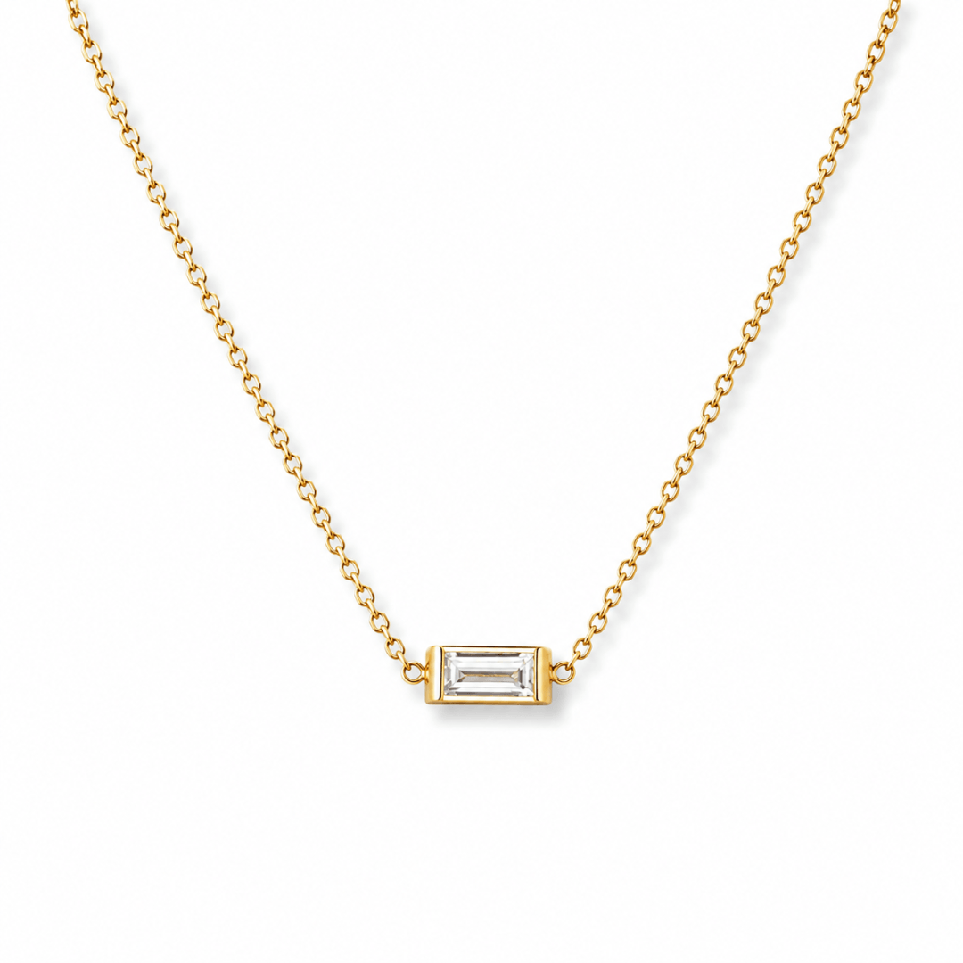 14k Gold Diamond Baguette Necklace - Le Serey