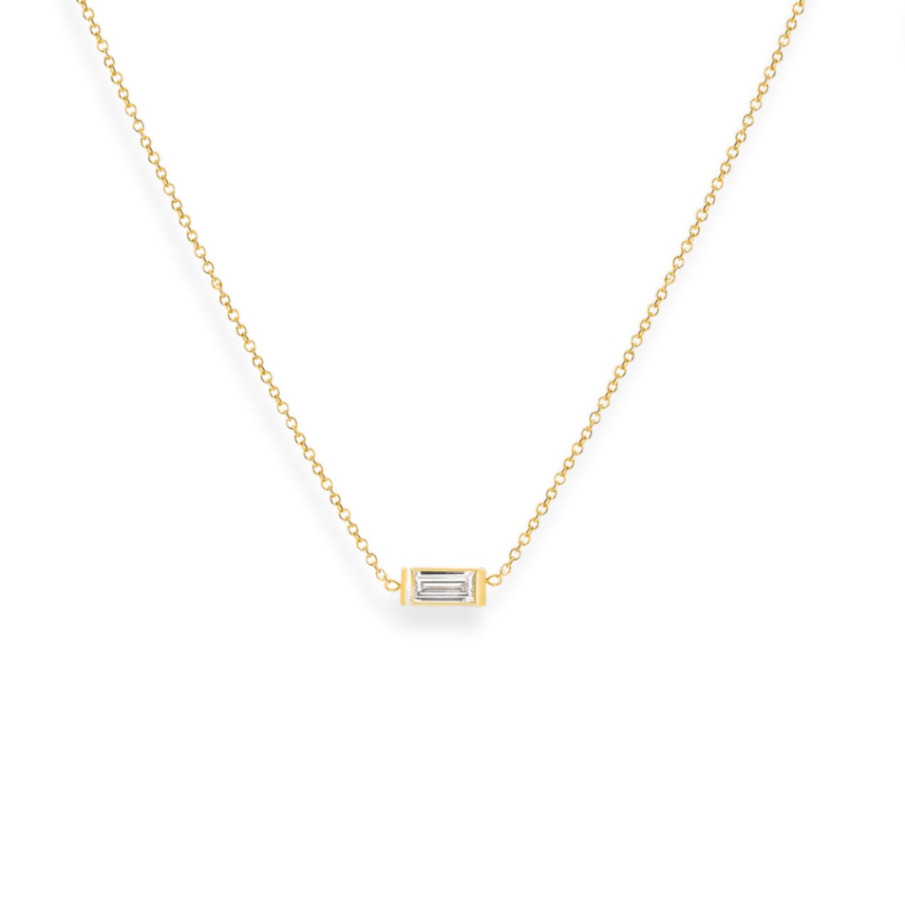 14k Gold Diamond Baguette Necklace - Le Serey