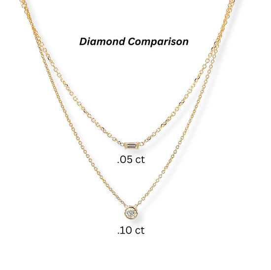 14k Gold Diamond Baguette Necklace - Le Serey