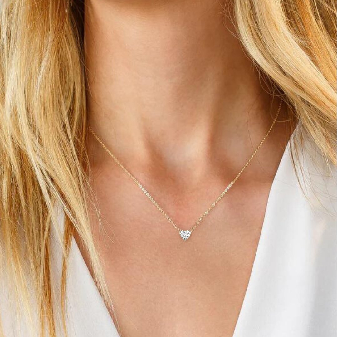 14k Gold Diamond Heart Necklace - Le Serey