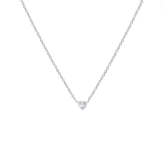 14k Solid Gold Diamond Heart Necklace - Le Serey