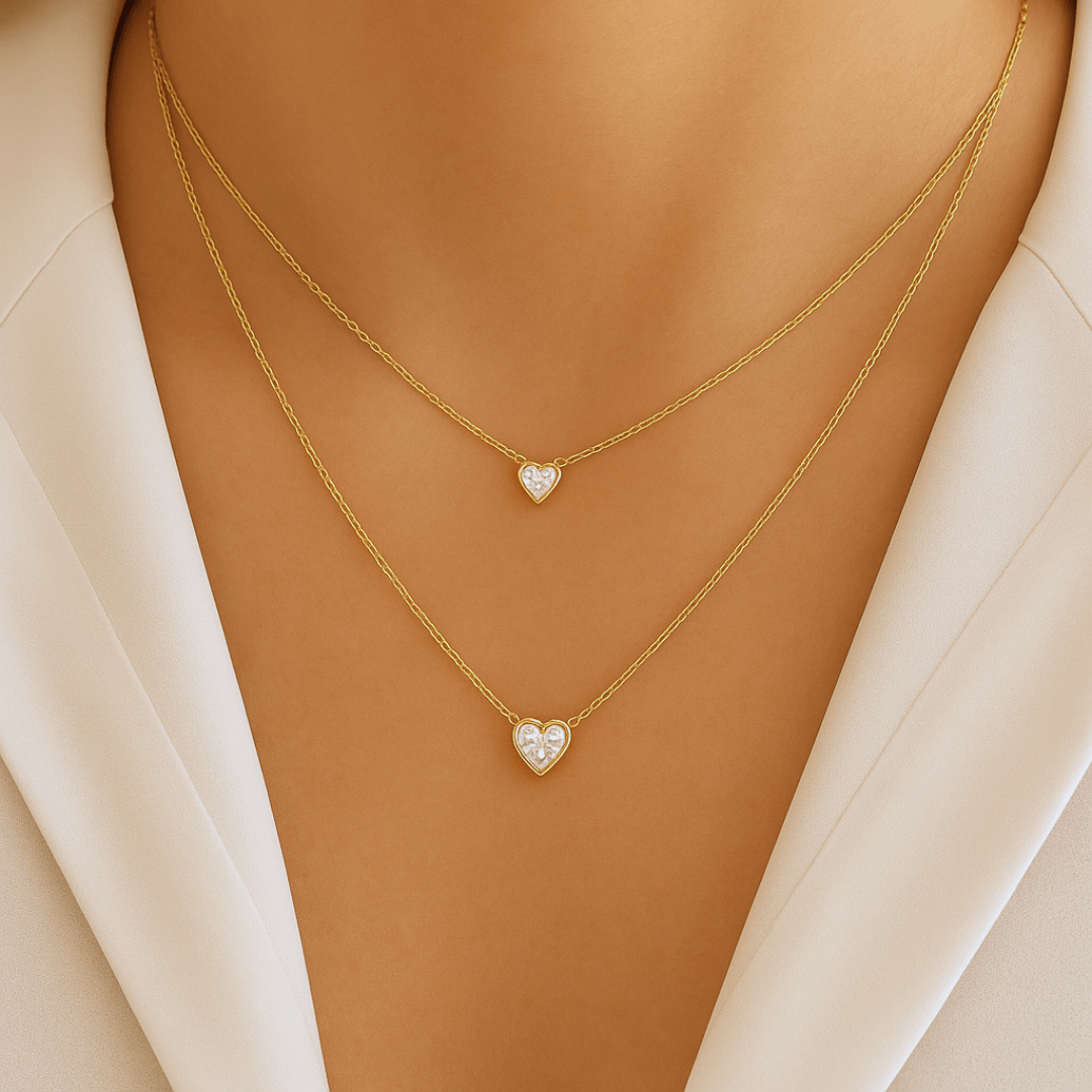 14k Gold Diamond Heart Necklace - Le Serey