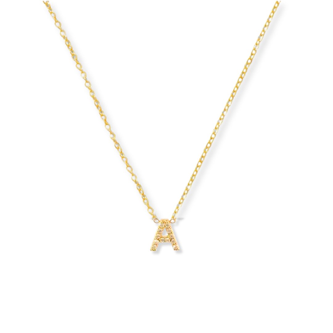 14k Gold Diamond Initial Necklace - Le Serey