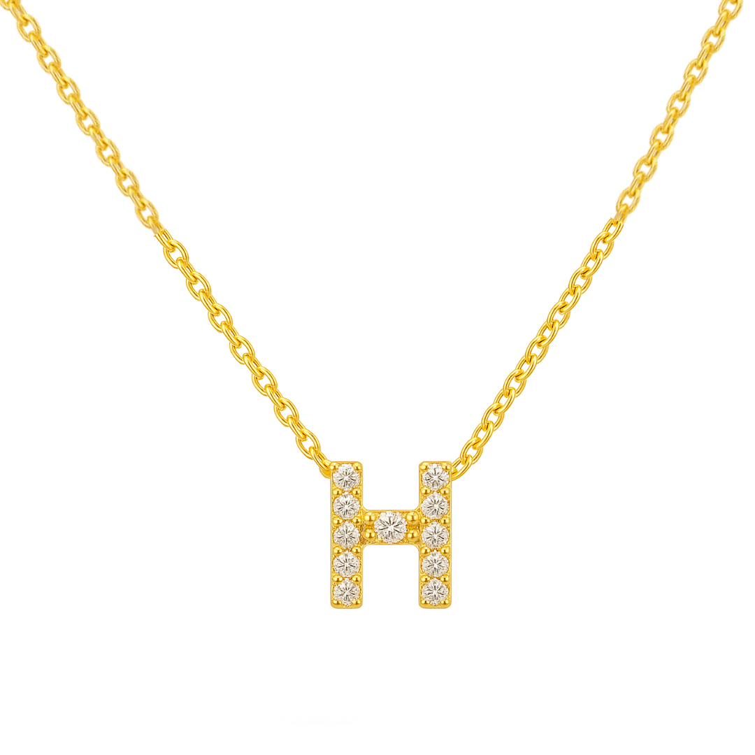 14k Gold Diamond Initial Necklace - Le Serey