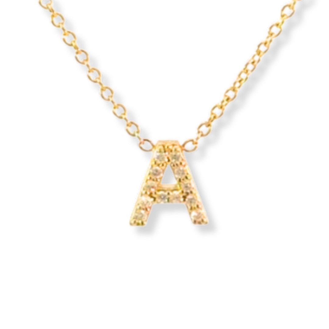 14k Gold Diamond Initial Necklace - Le Serey