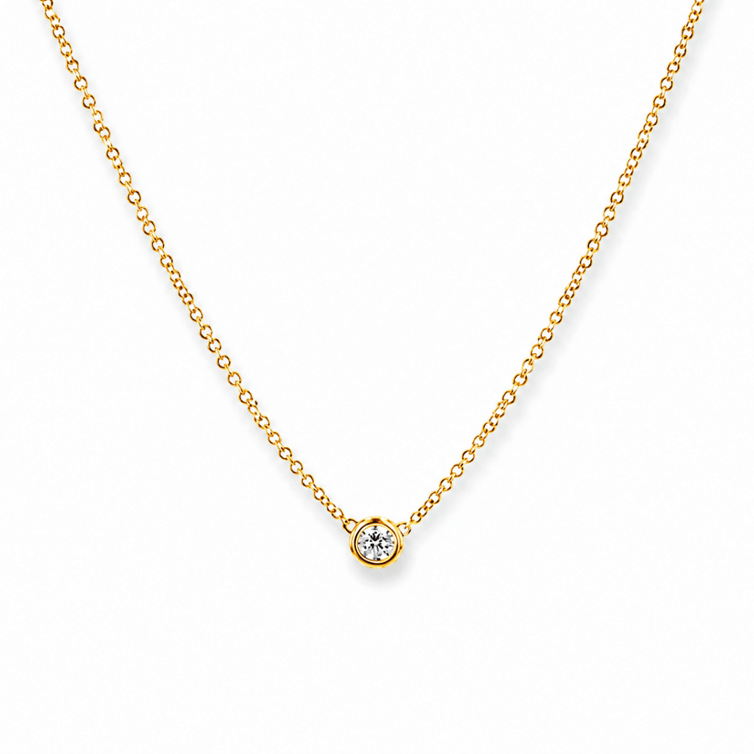 14k Gold Diamond Solitaire Necklace - Le Serey