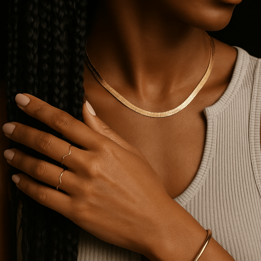 14k Gold Herringbone Chain - Le Serey