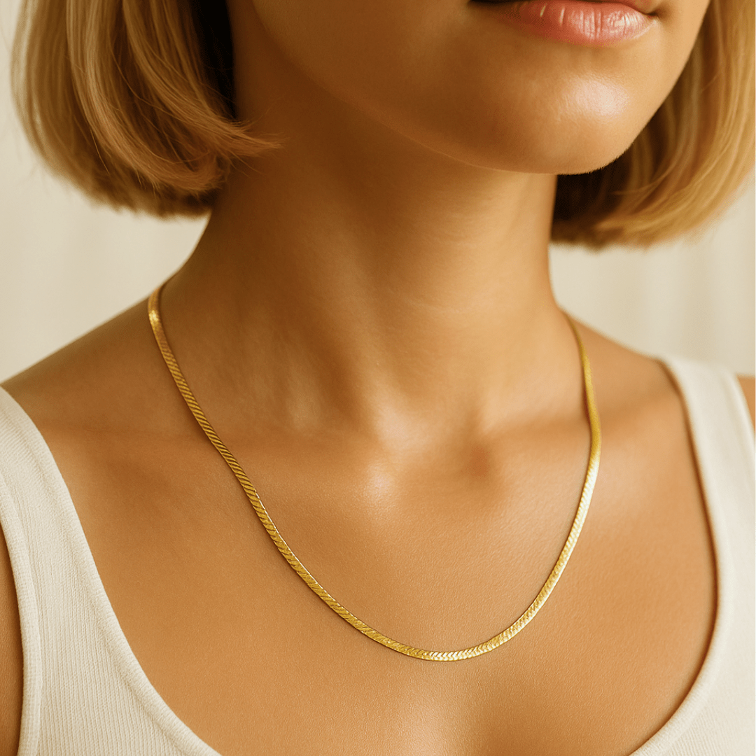 14k Gold Herringbone Chain - Le Serey