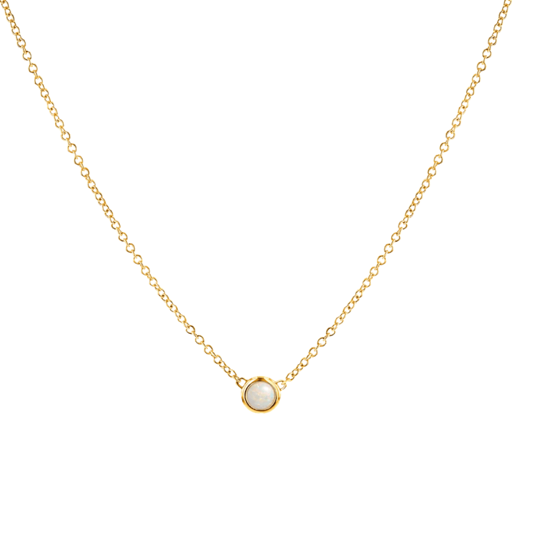 14k Gold Opal Bezel Necklace - Le Serey