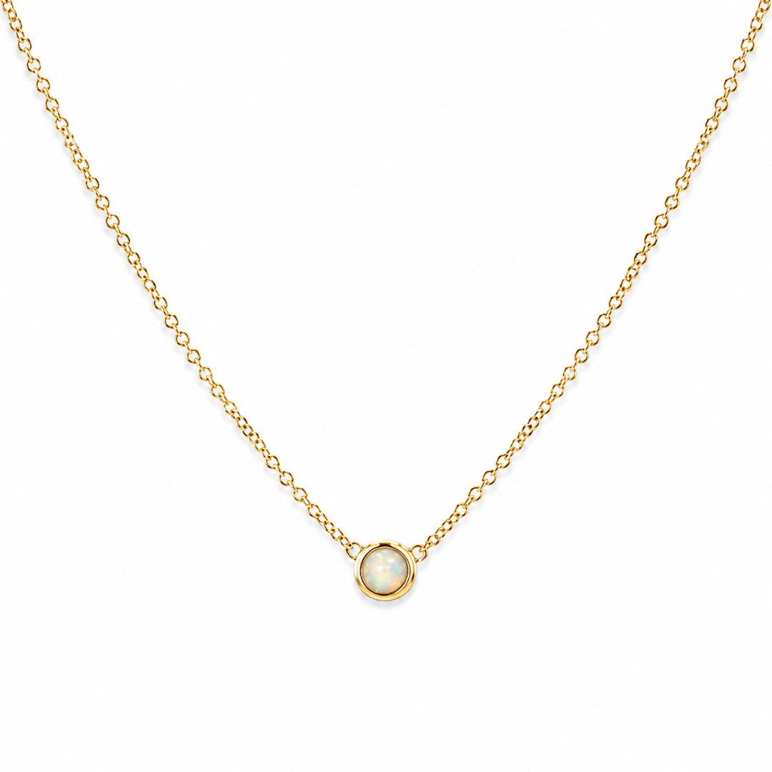14k Gold Opal Bezel Necklace - Le Serey