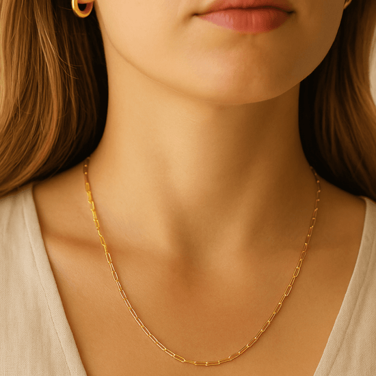 14k Gold Paperclip Chain - Le Serey