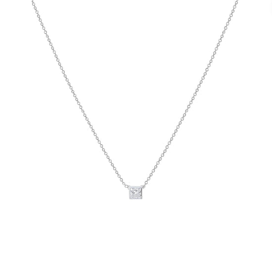 14k Gold Princess Cut Diamond Necklace - Le Serey