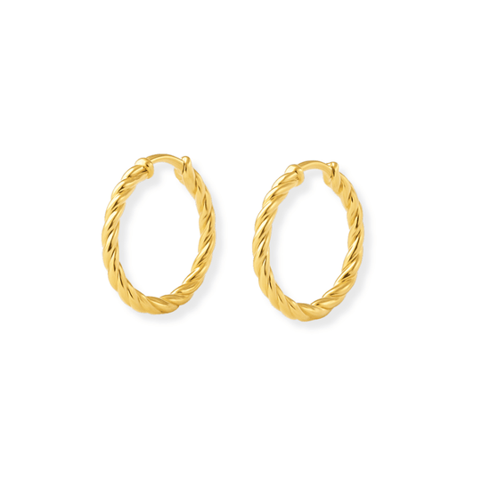 14k Gold Rope Huggie Hoops - Le Serey