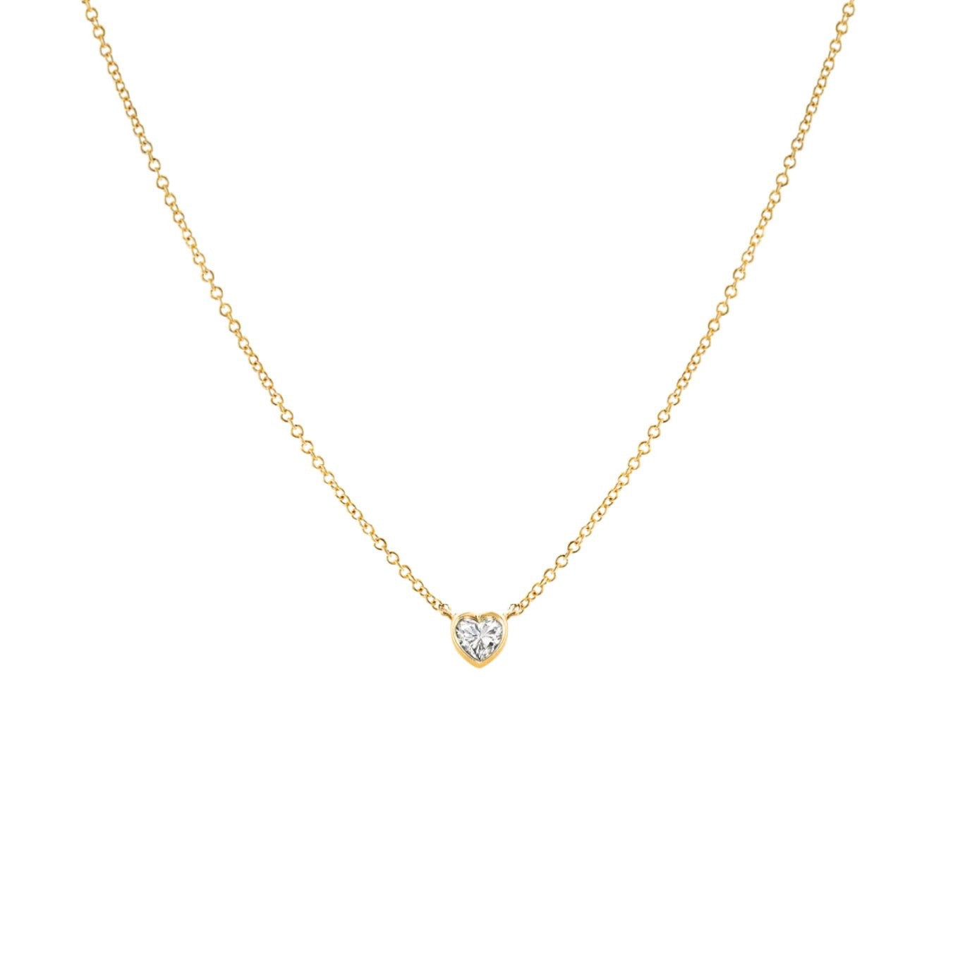 14k yellow gold diamond necklace solitaire pendant heart diamond necklace
