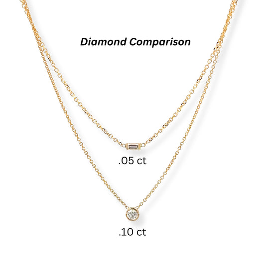 14k Gold Diamond Baguette Necklace