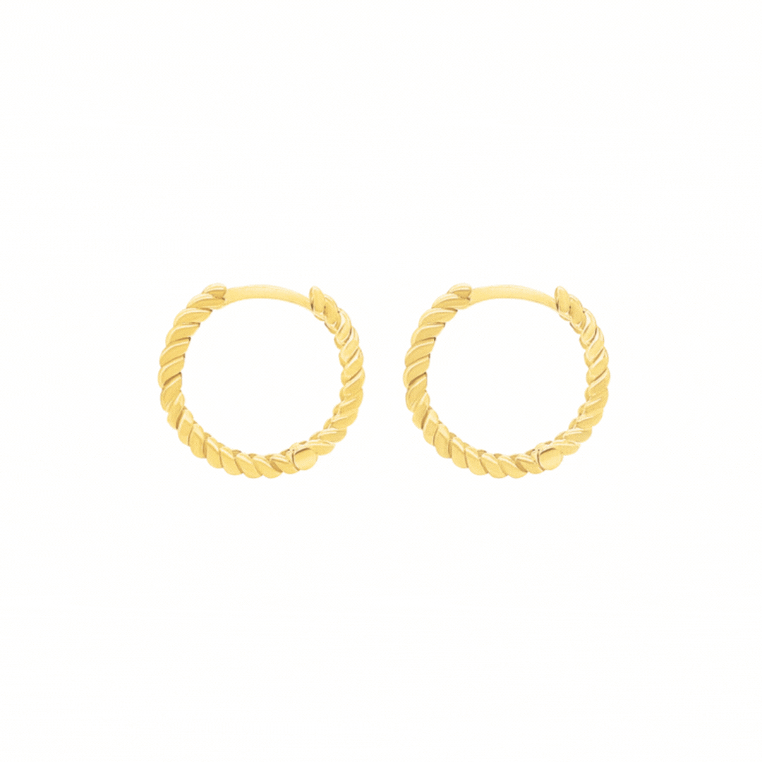 14k Gold Rope Huggie Hoops