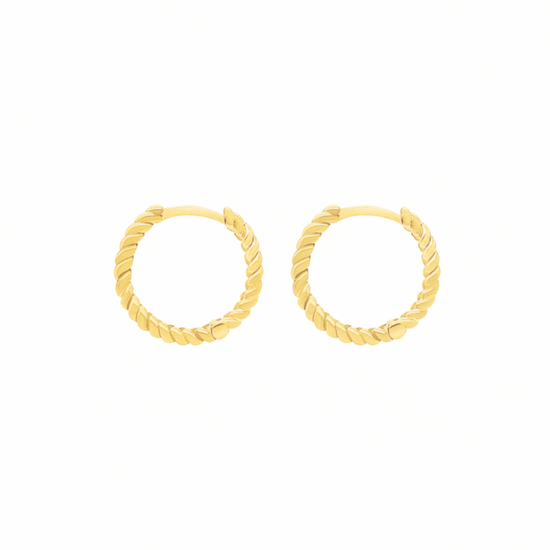 14k Gold Rope Huggie Hoops
