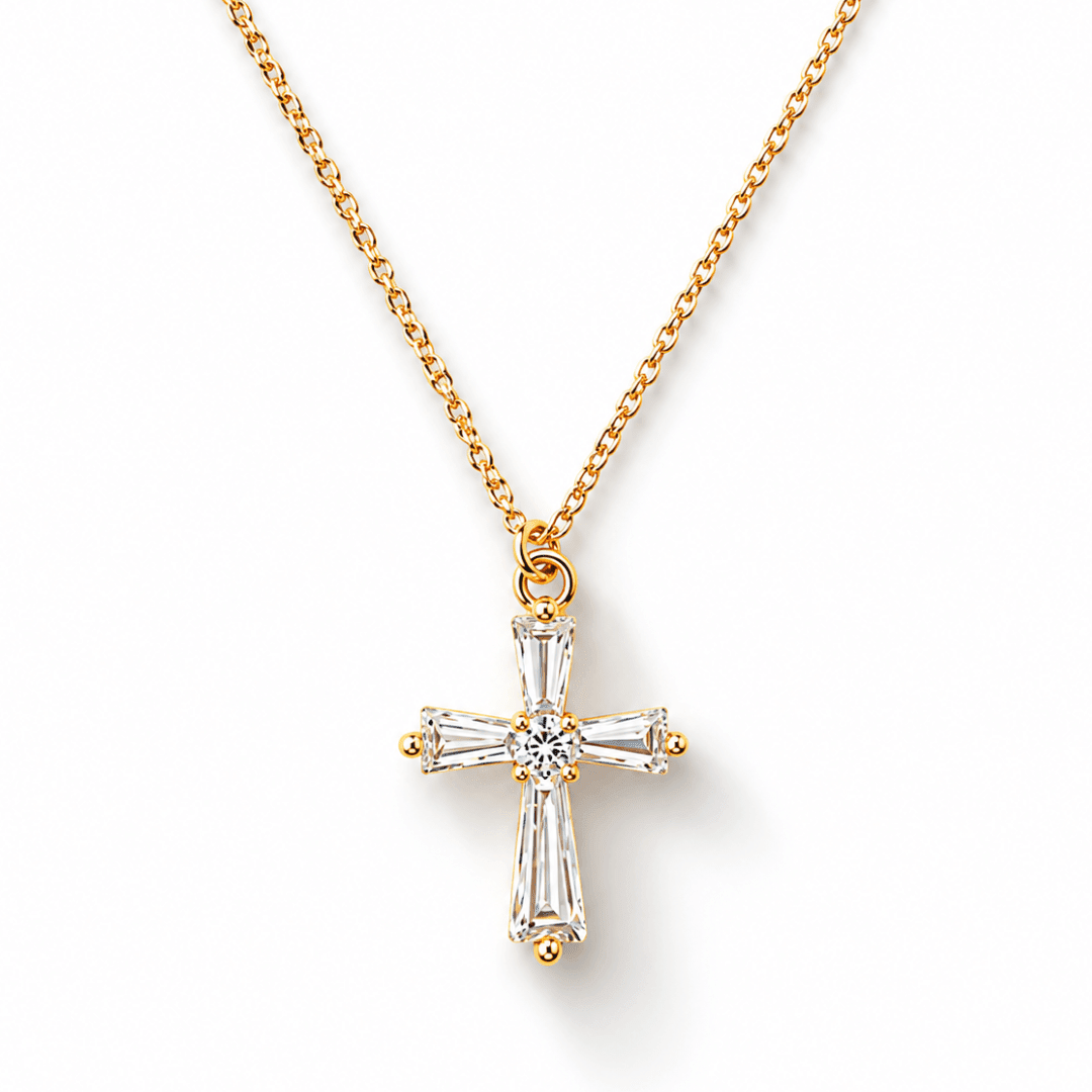 Baguette Cross Necklace - Le Serey