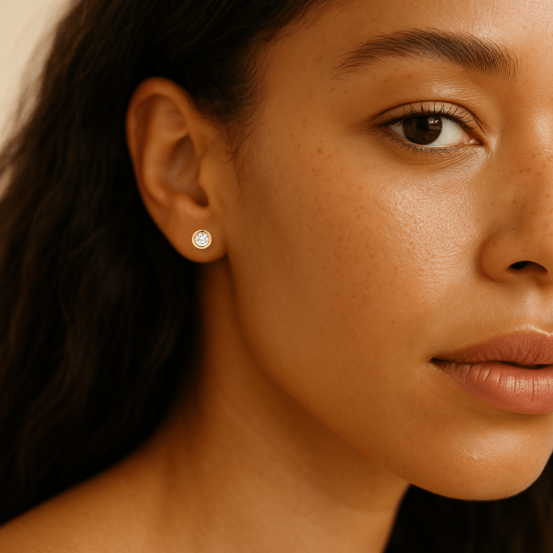 Bezel CZ Diamond Studs - Le Serey