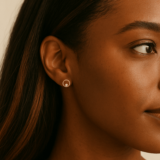 CZ Diamond Circle Stud Earrings - Le Serey
