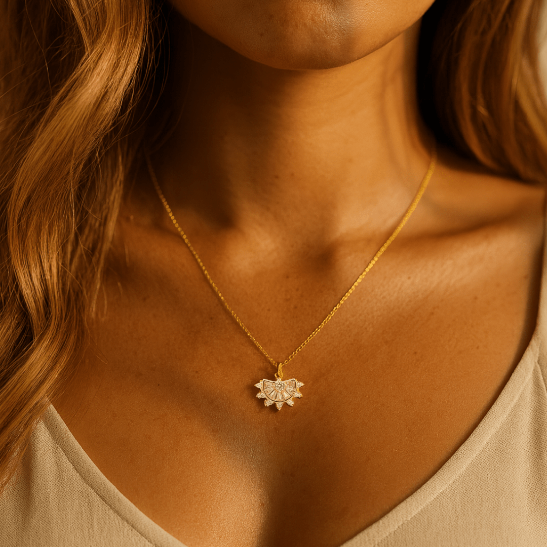 CZ Diamond Fan Drop Necklace - Le Serey