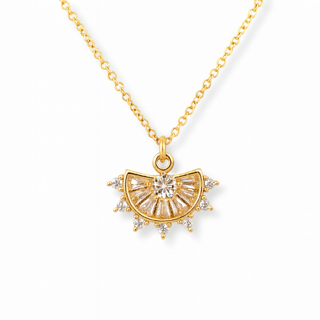 CZ Diamond Fan Drop Necklace - Le Serey