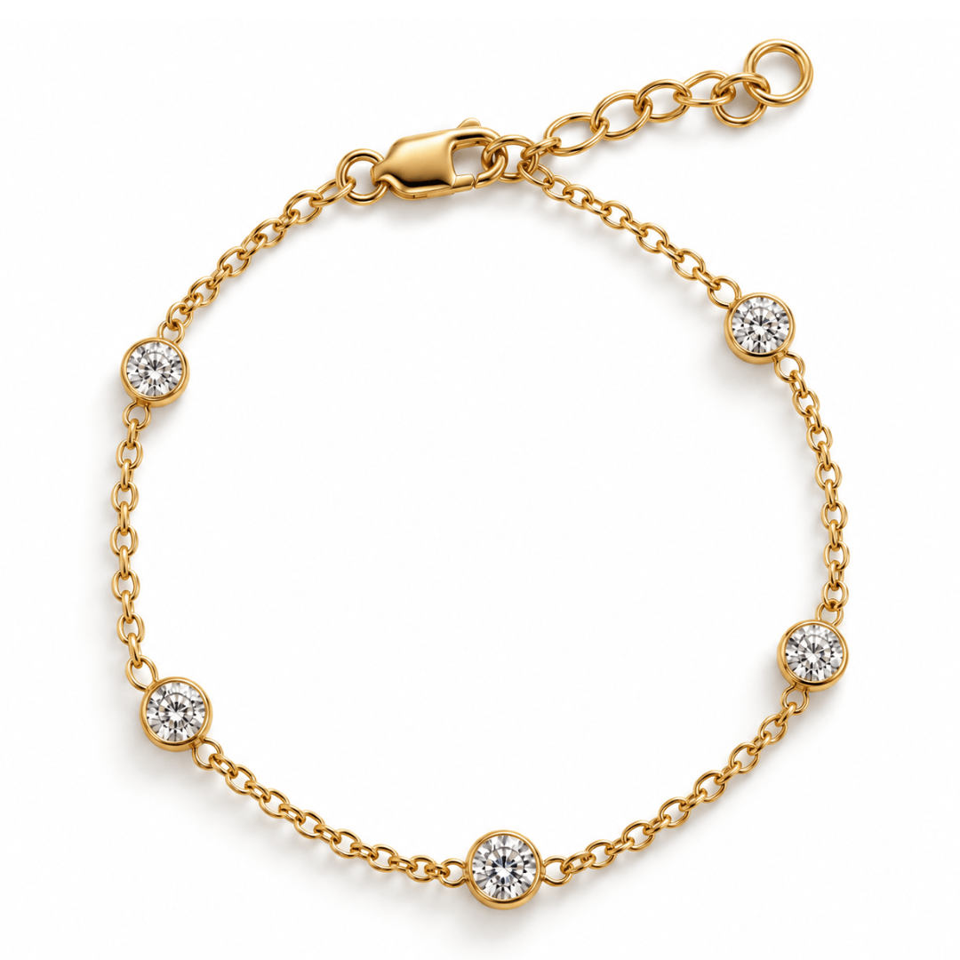CZ Diamond Station Bracelet - Le Serey