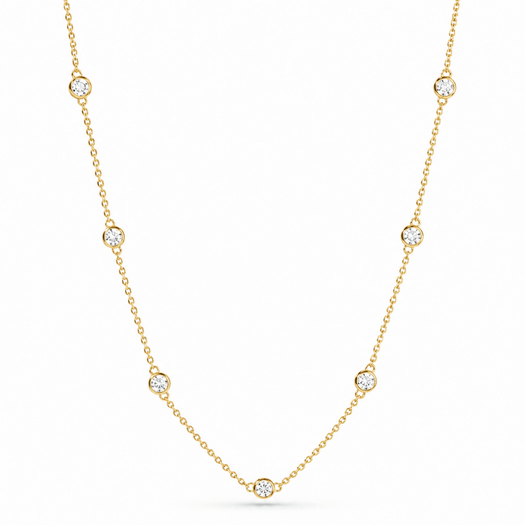 CZ Diamond Station Necklace - Le Serey