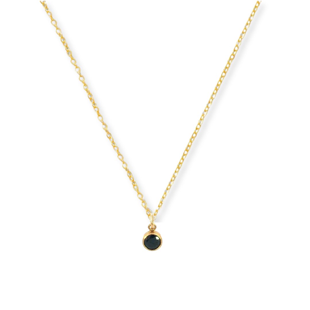 Delicate Black Stone Necklace - Le Serey